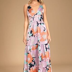 NWT Lulu's Purple and Blue V-Neck Sleeveless Maxi Dress